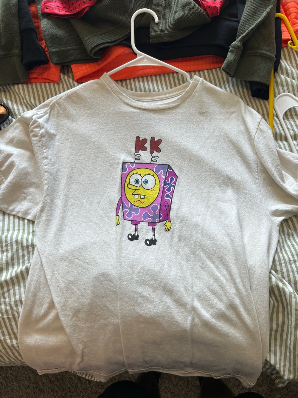 Nickelodeon White Tee with Yellow & Purple Sponge Character